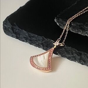 Bulgari Gold and Pink Pendant Necklace